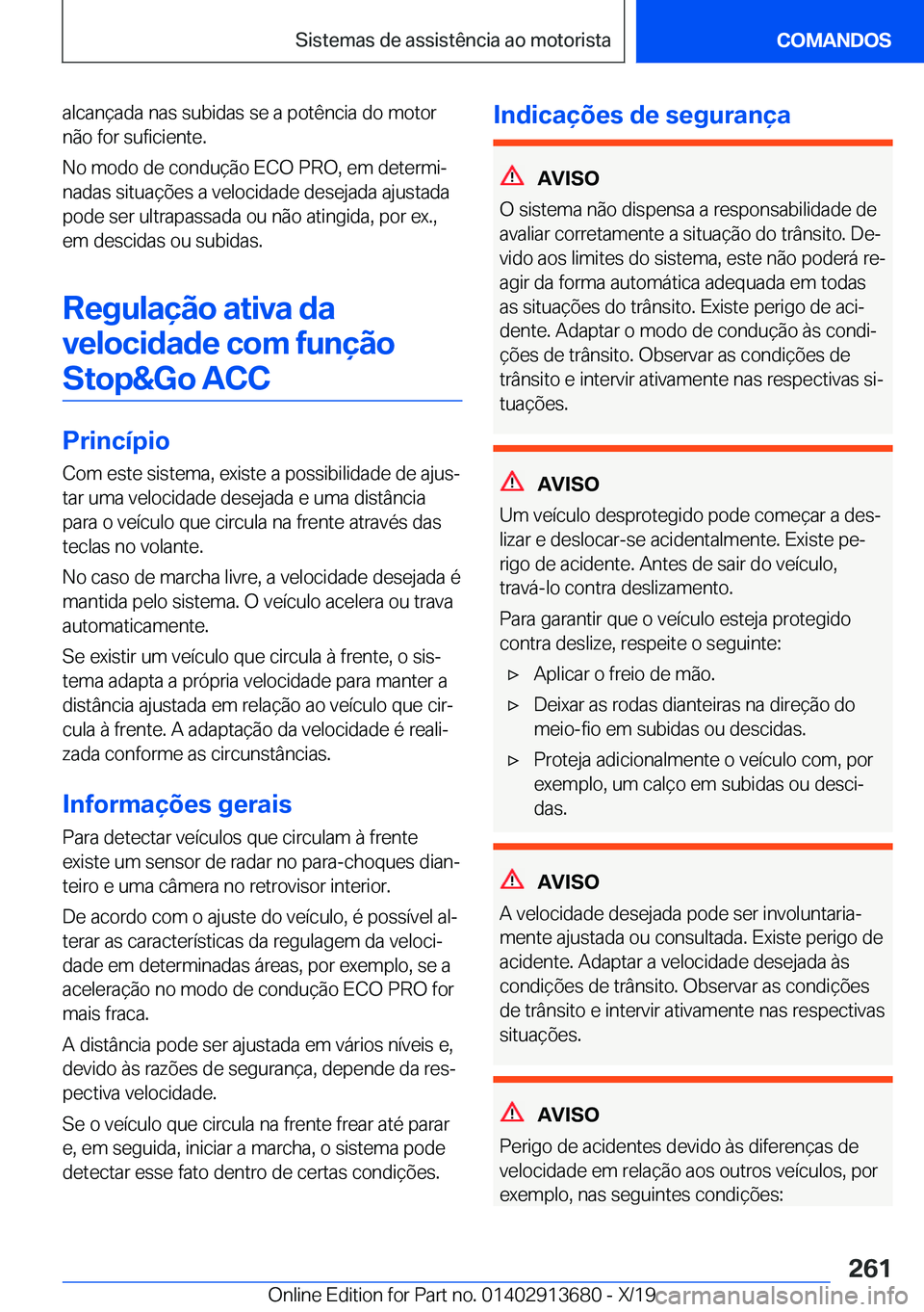 BMW X5 2020  Manual do condutor (in Portuguese) �a�l�c�a�n�
