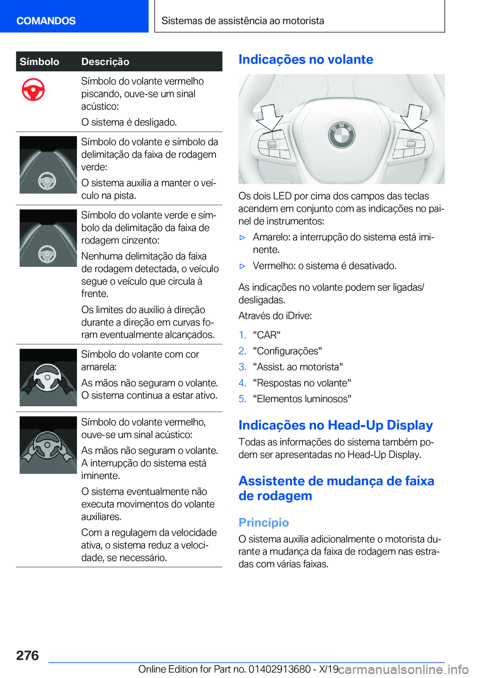 BMW X5 2020  Manual do condutor (in Portuguese) �S�