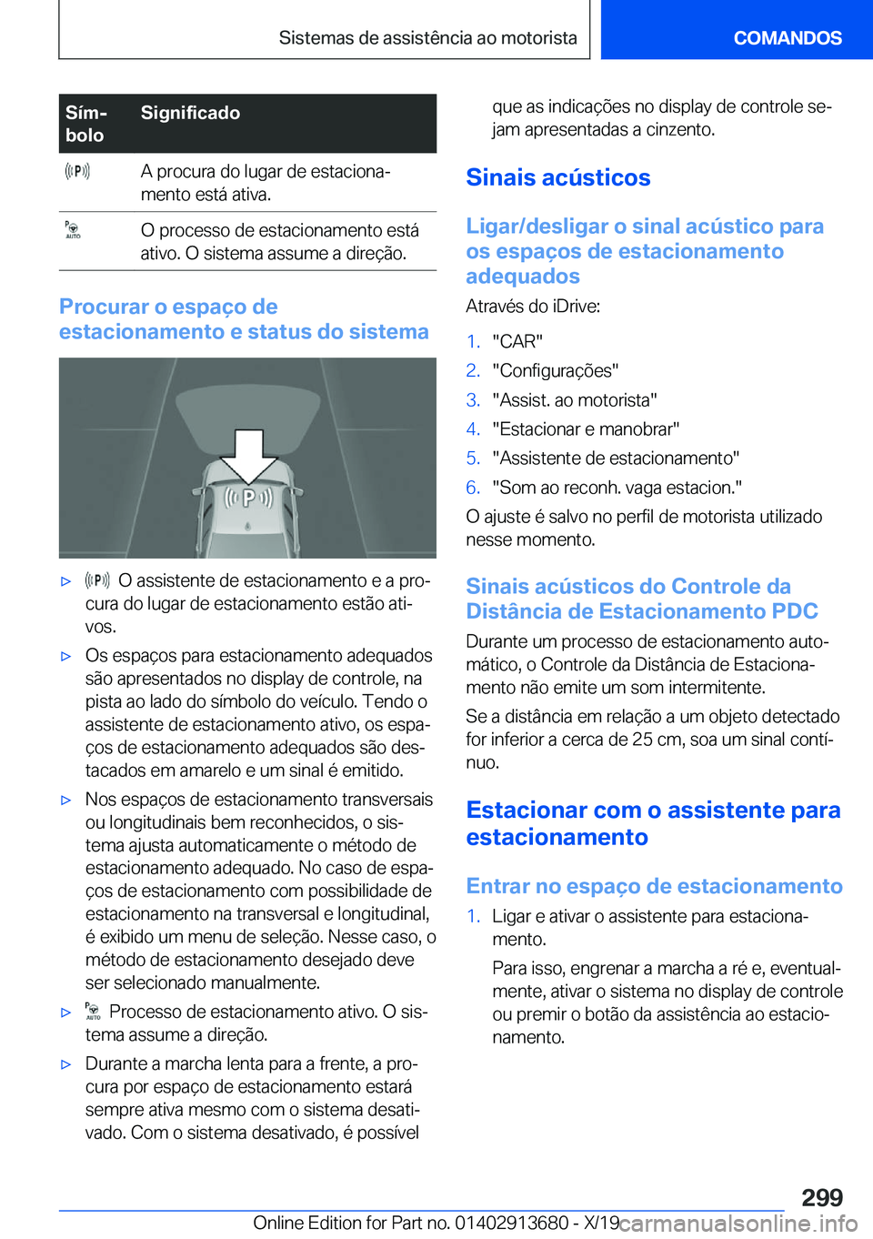BMW X5 2020  Manual do condutor (in Portuguese) �S�