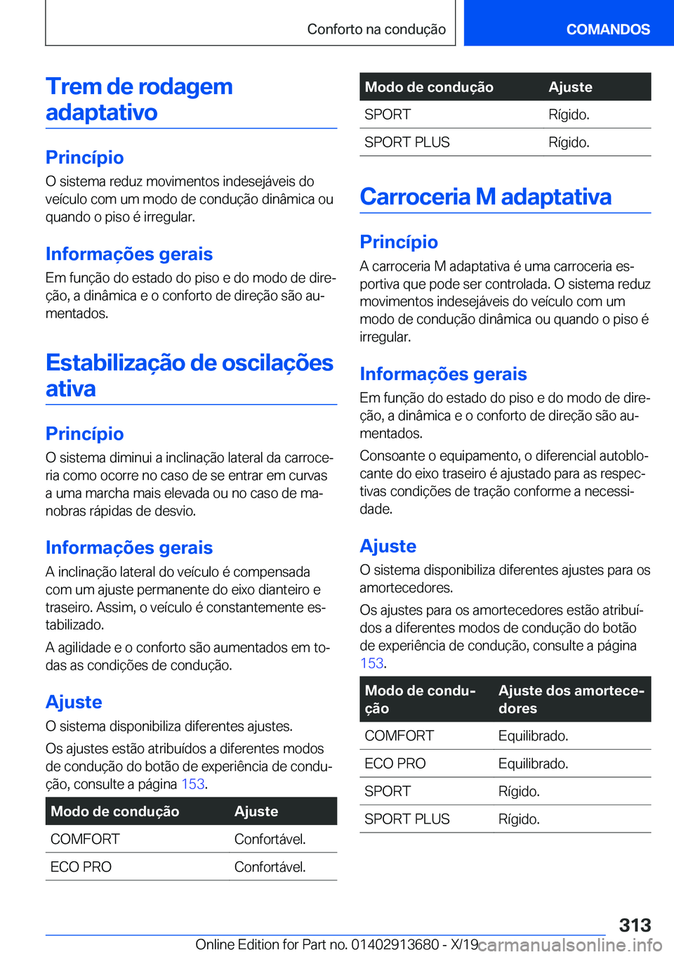 BMW X5 2020  Manual do condutor (in Portuguese) �T�r�e�m��d�e��r�o�d�a�g�e�m�a�d�a�p�t�a�t�i�v�o
�P�r�i�n�c�