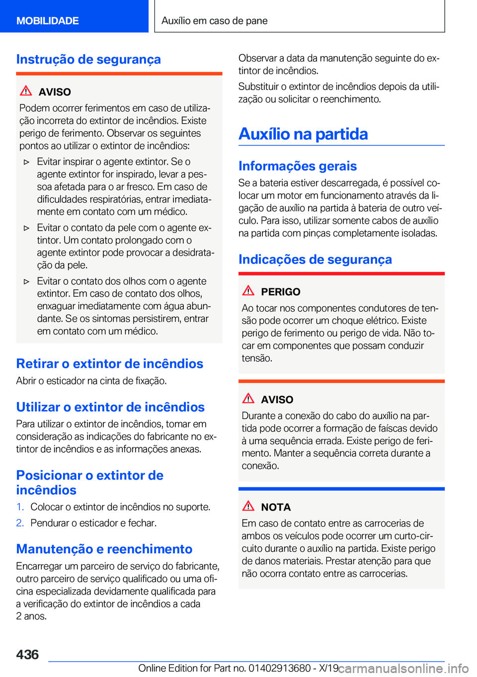 BMW X5 2020  Manual do condutor (in Portuguese) �I�n�s�t�r�u�