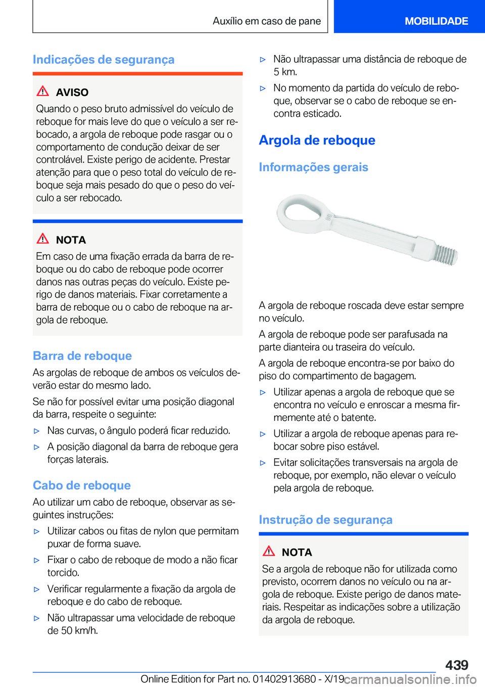 BMW X5 2020  Manual do condutor (in Portuguese) �I�n�d�i�c�a�