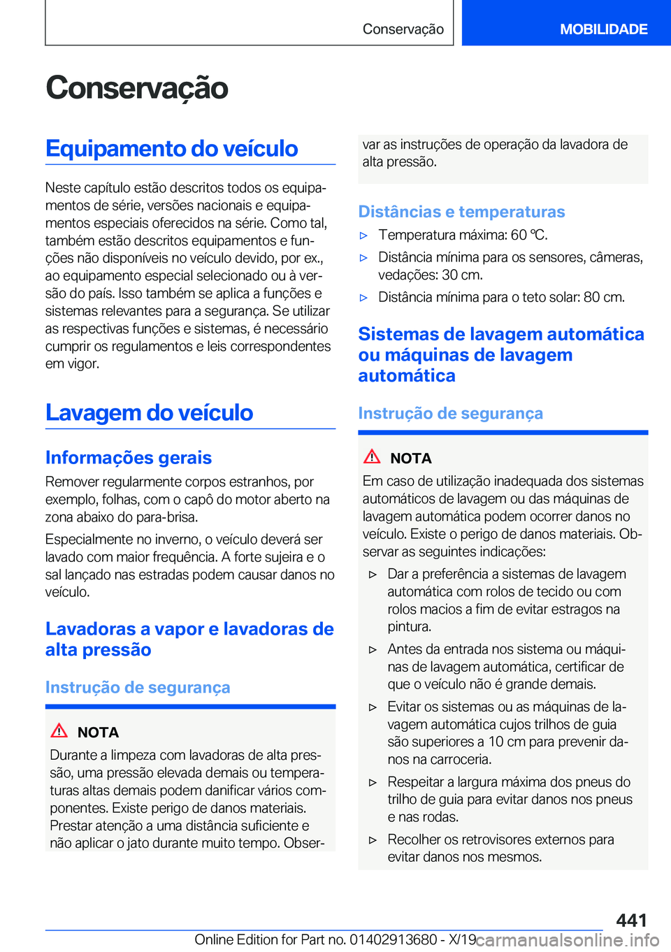BMW X5 2020  Manual do condutor (in Portuguese) �C�o�n�s�e�r�v�a�