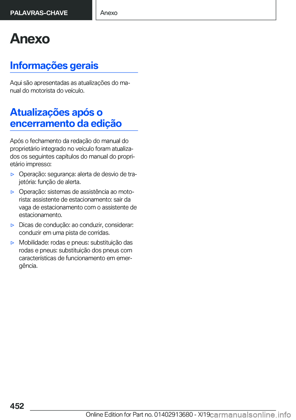 BMW X5 2020  Manual do condutor (in Portuguese) �A�n�e�x�o�I�n�f�o�r�m�a�