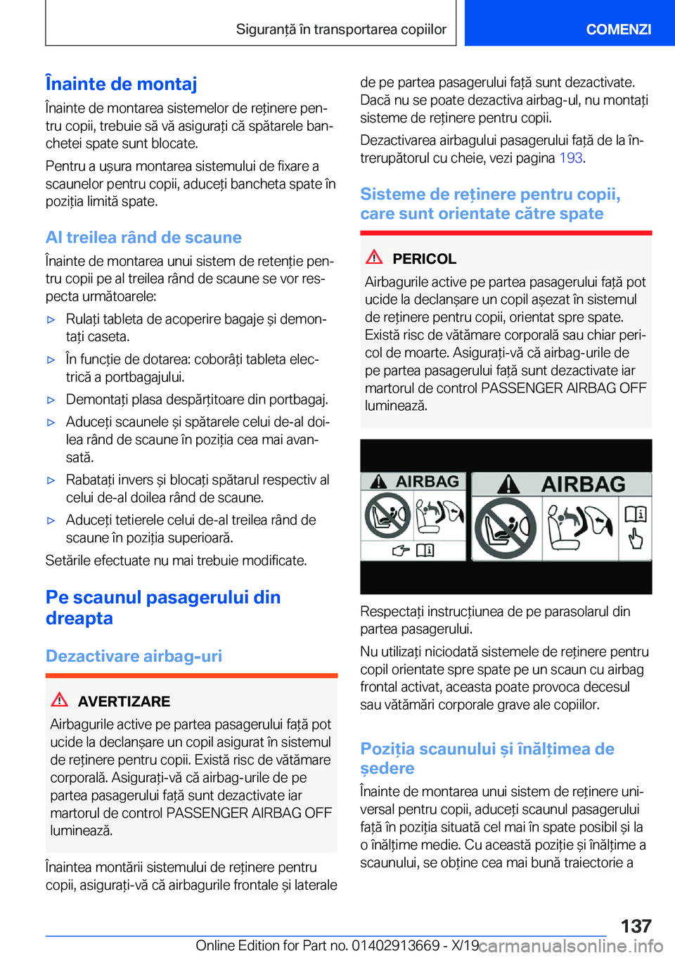 BMW X5 2020  Ghiduri De Utilizare (in Romanian) �
