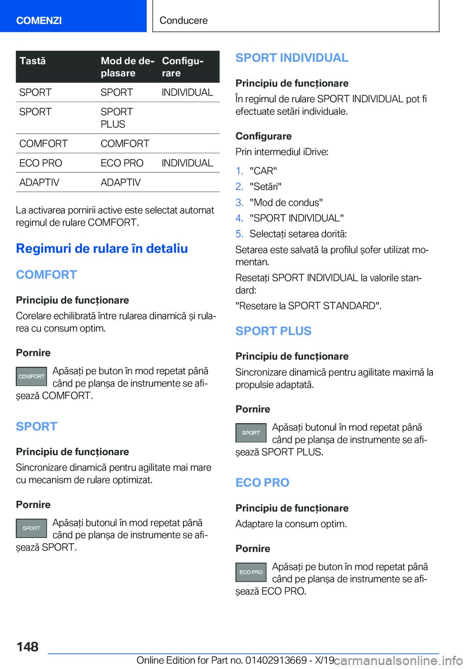 BMW X5 2020  Ghiduri De Utilizare (in Romanian) �T�a�s�t�