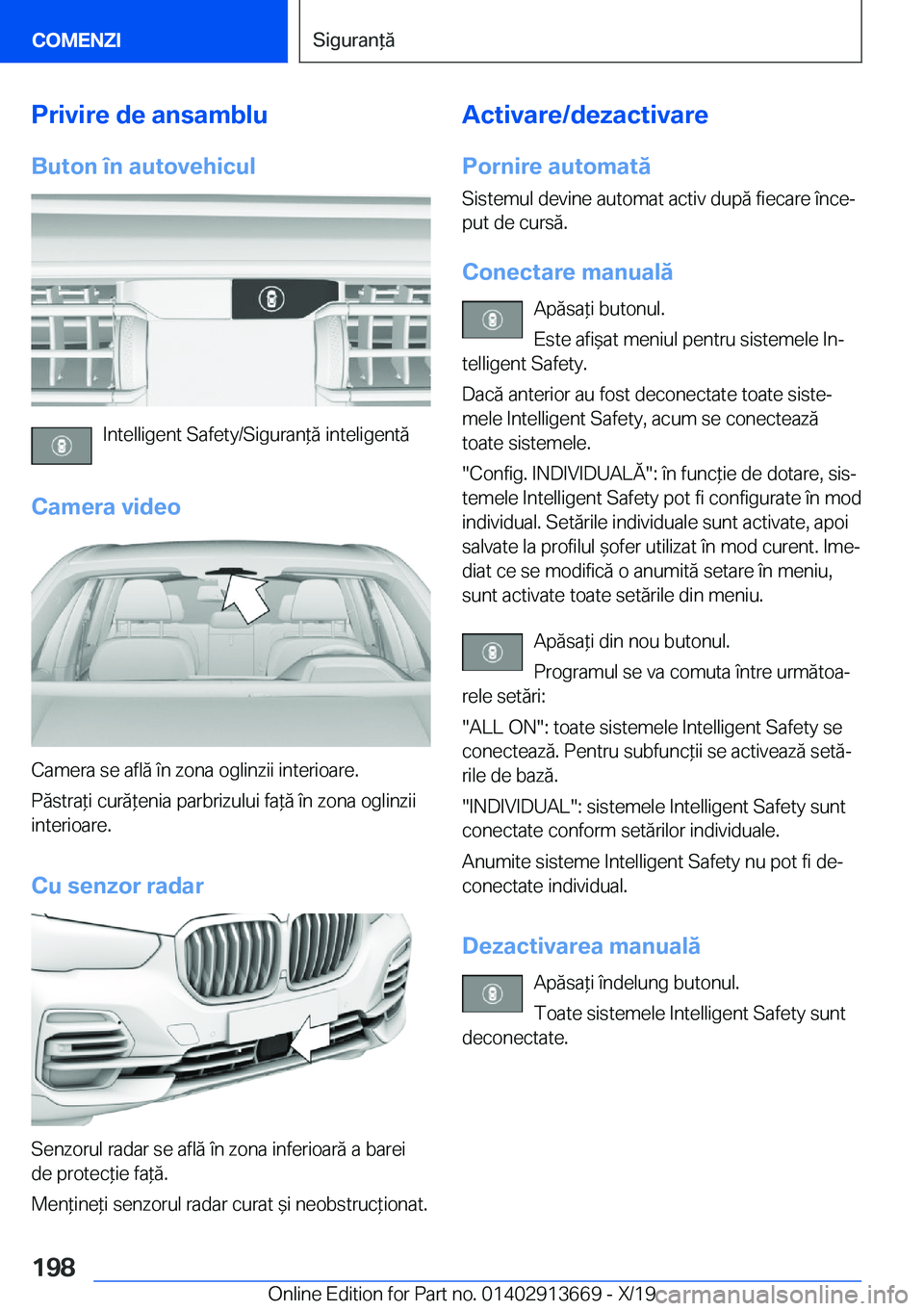 BMW X5 2020  Ghiduri De Utilizare (in Romanian) �P�r�i�v�i�r�e��d�e��a�n�s�a�m�b�l�u
�B�u�t�o�n��