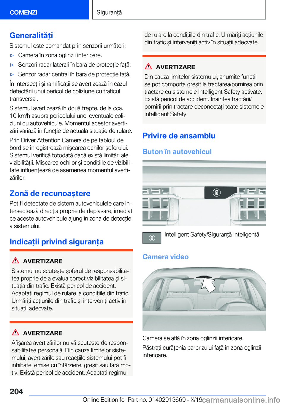 BMW X5 2020  Ghiduri De Utilizare (in Romanian) �G�e�n�e�r�a�l�i�t�