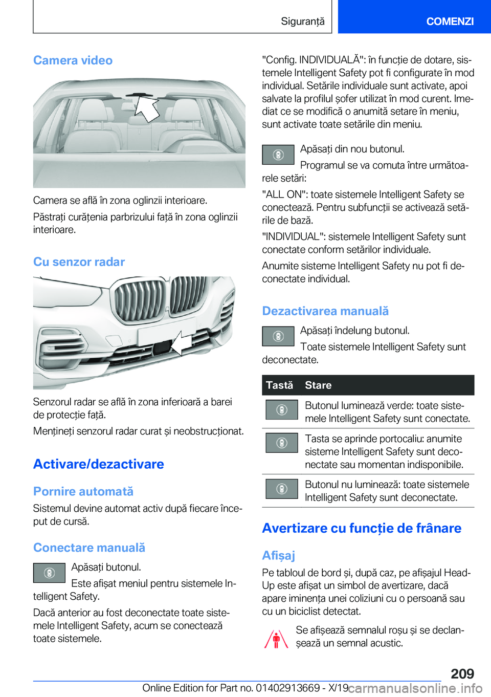 BMW X5 2020  Ghiduri De Utilizare (in Romanian) �C�a�m�e�r�a��v�i�d�e�o
�C�a�m�e�r�a��s�e��a�f�l�ă��