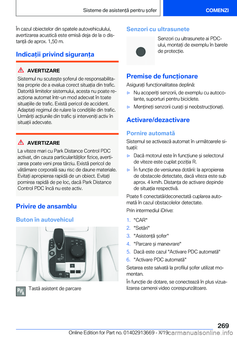 BMW X5 2020  Ghiduri De Utilizare (in Romanian) �