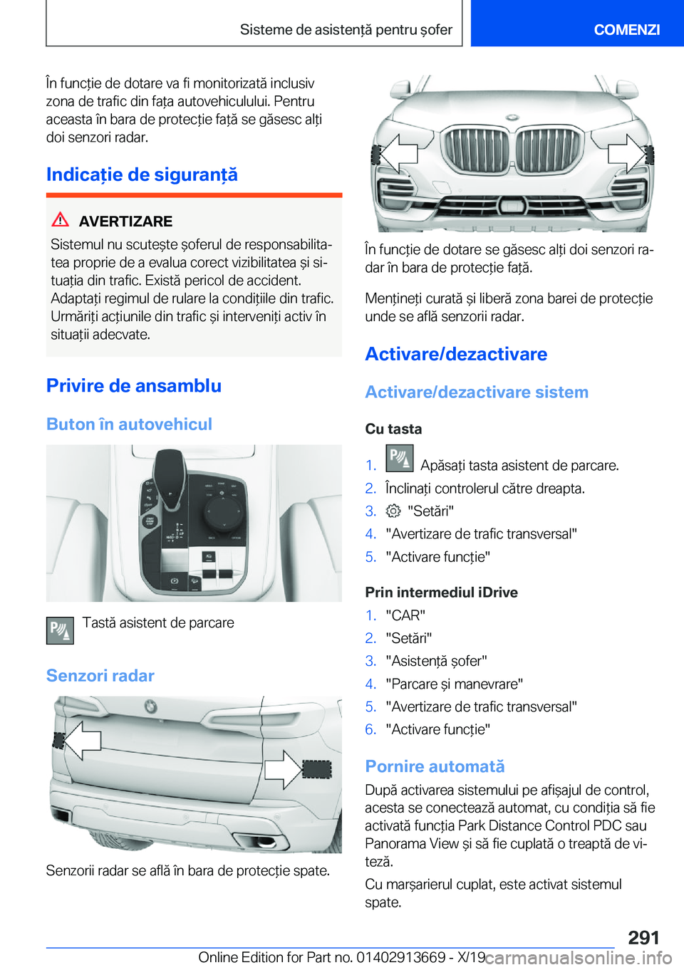 BMW X5 2020  Ghiduri De Utilizare (in Romanian) �