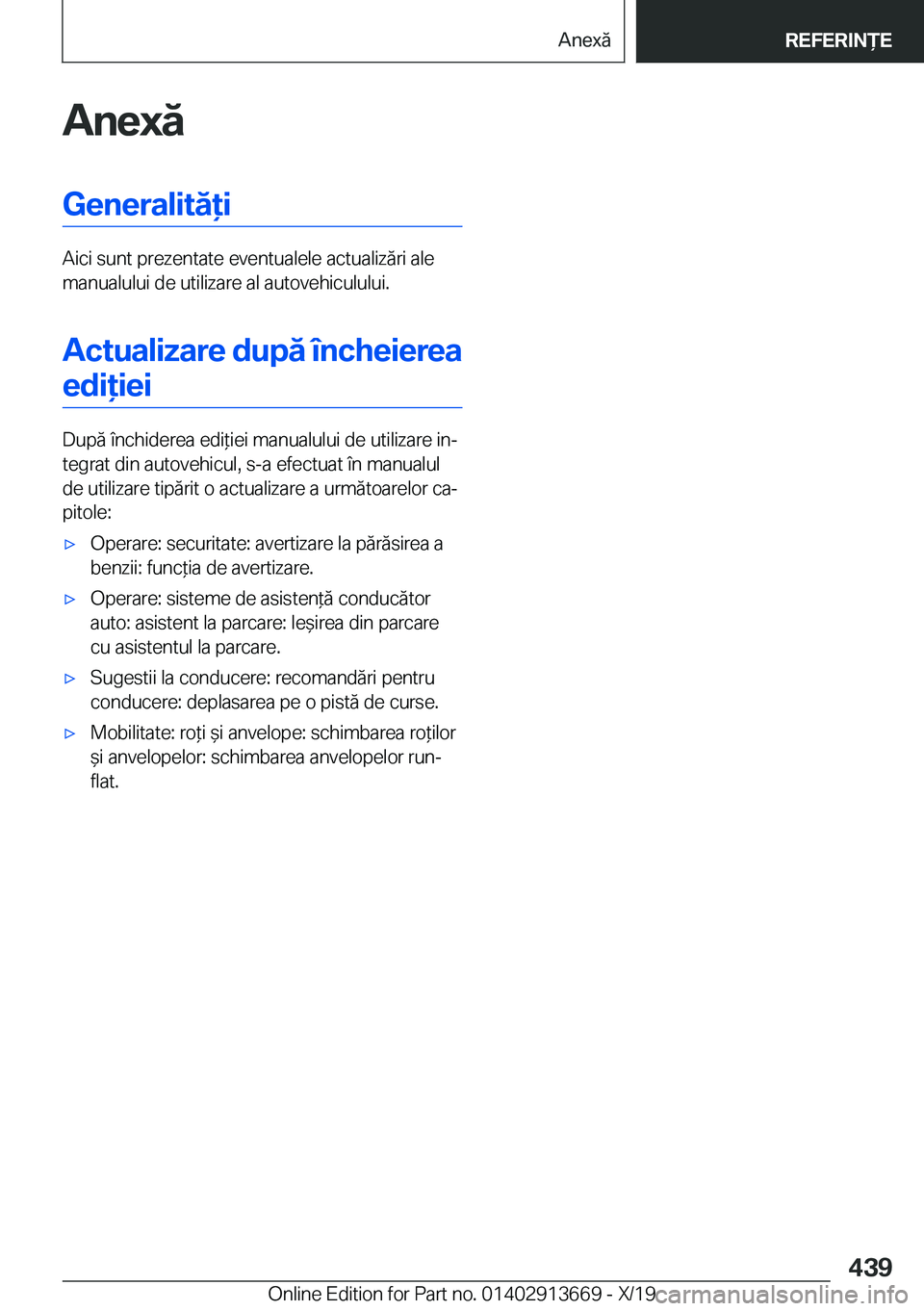 BMW X5 2020  Ghiduri De Utilizare (in Romanian) �A�n�e�x�