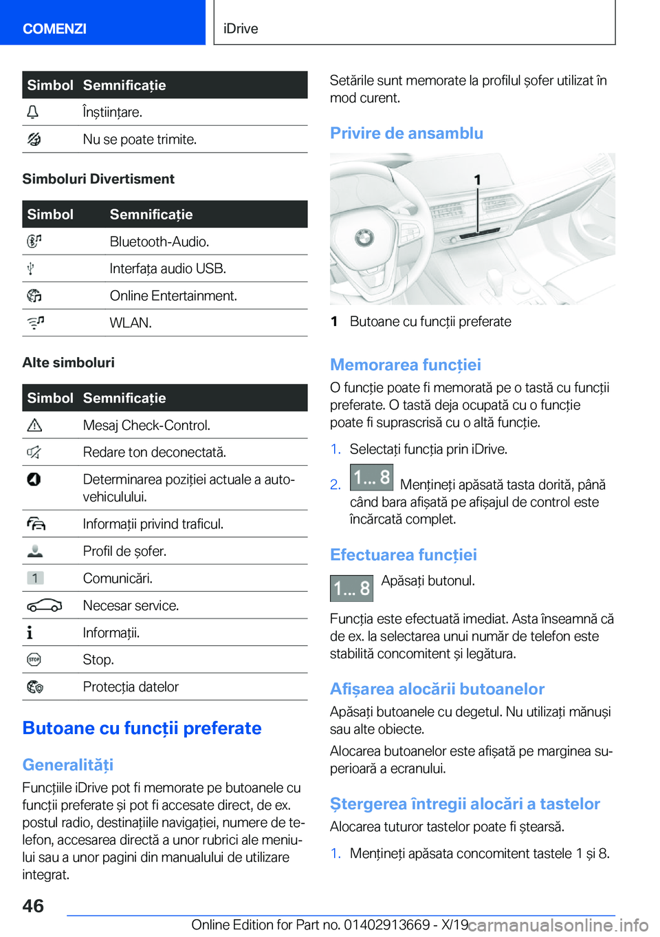 BMW X5 2020  Ghiduri De Utilizare (in Romanian) �S�i�m�b�o�l�S�e�m�n�i�f�i�c�a�i�e��