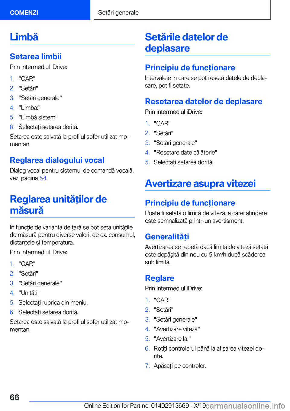 BMW X5 2020  Ghiduri De Utilizare (in Romanian) �L�i�m�b�