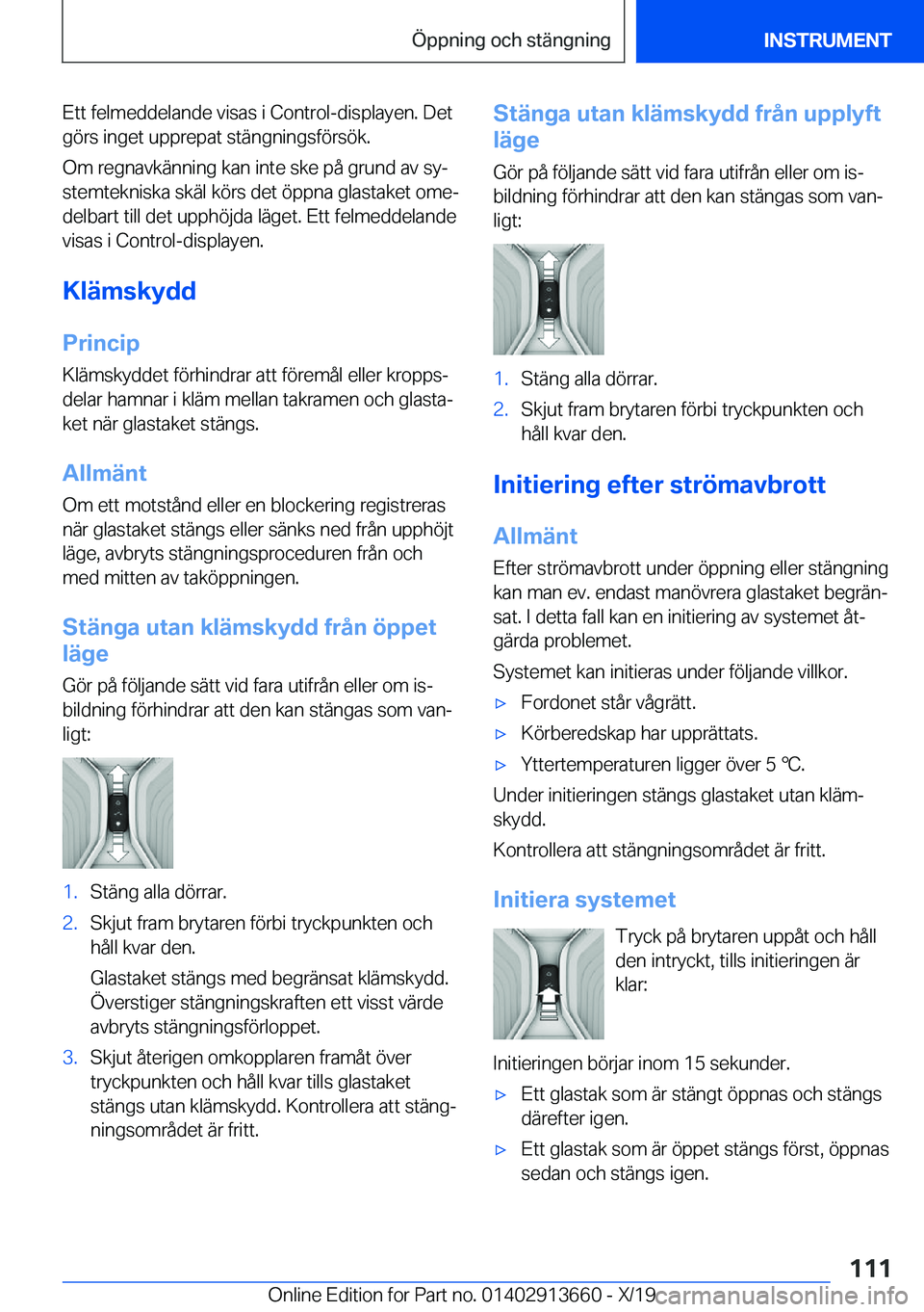 BMW X5 2020  InstruktionsbÖcker (in Swedish) �E�t�t��f�e�l�m�e�d�d�e�l�a�n�d�e��v�i�s�a�s��i��C�o�n�t�r�o�l�-�d�i�s�p�l�a�y�e�n�.��D�e�t�g�