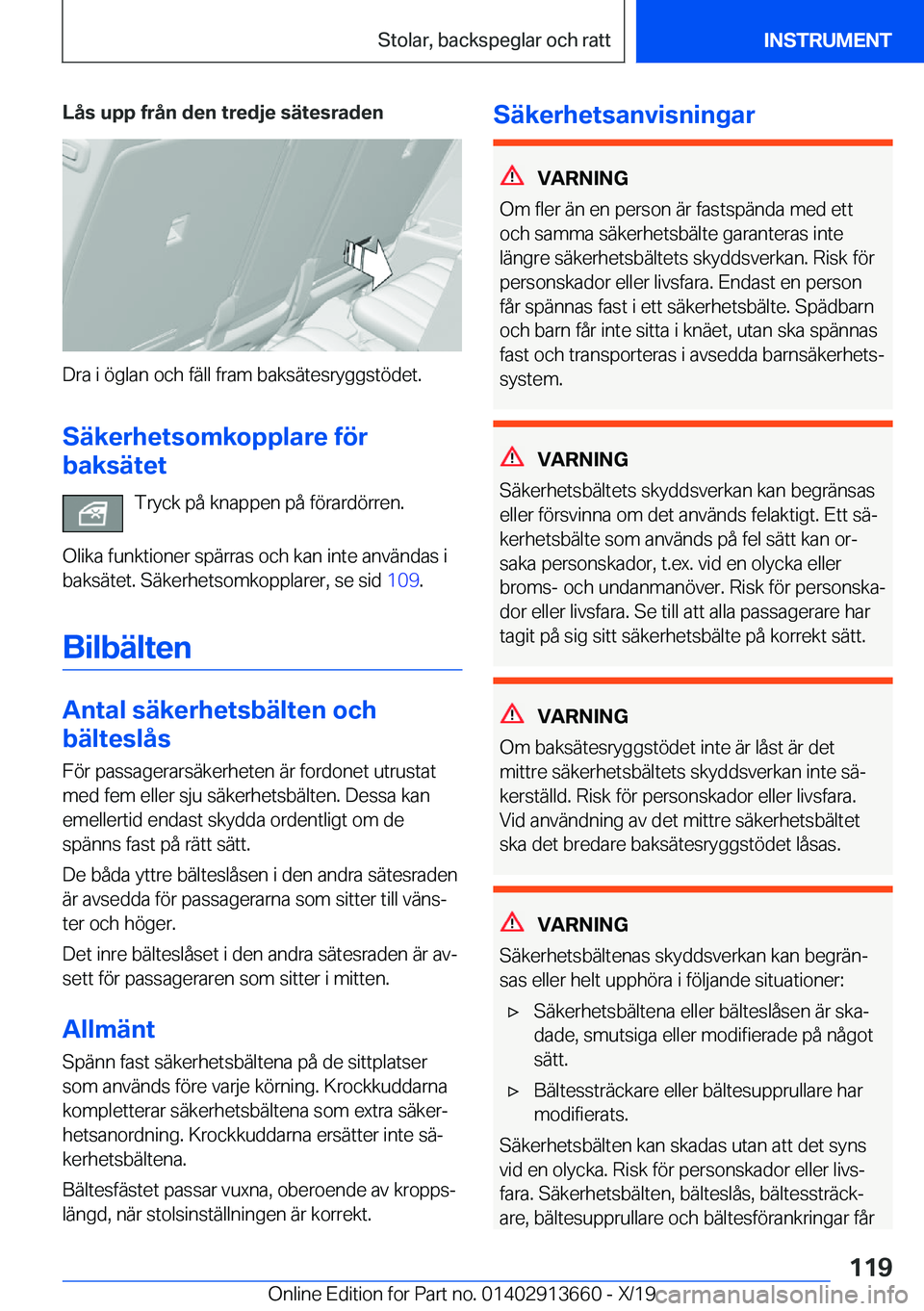 BMW X5 2020  InstruktionsbÖcker (in Swedish) �L�å�s��u�p�p��f�r�å�n��d�e�n��t�r�e�d�j�e��s�ä�t�e�s�r�a�d�e�n
�D�r�a��i��
