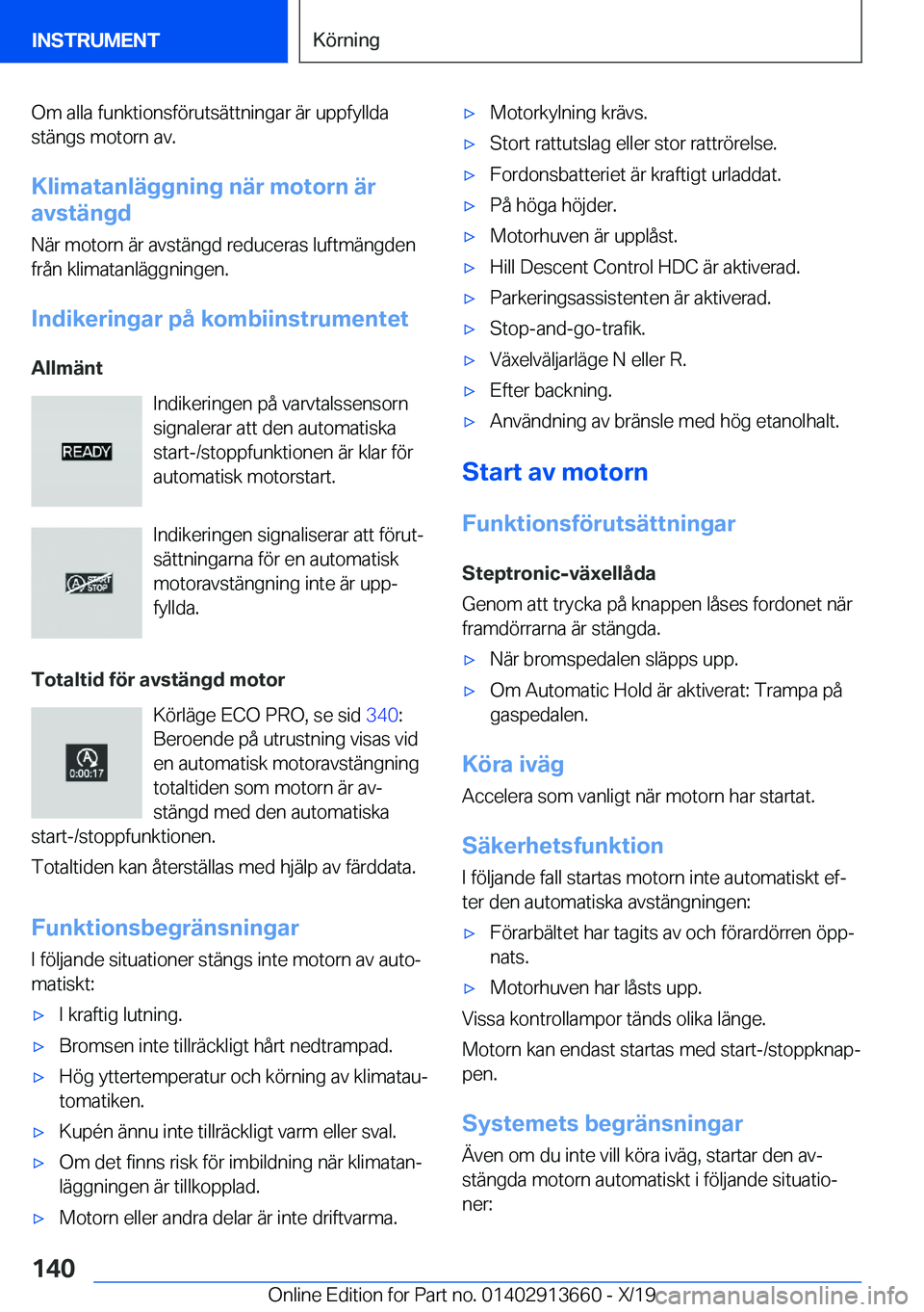 BMW X5 2020  InstruktionsbÖcker (in Swedish) �O�m��a�l�l�a��f�u�n�k�t�i�o�n�s�f�
