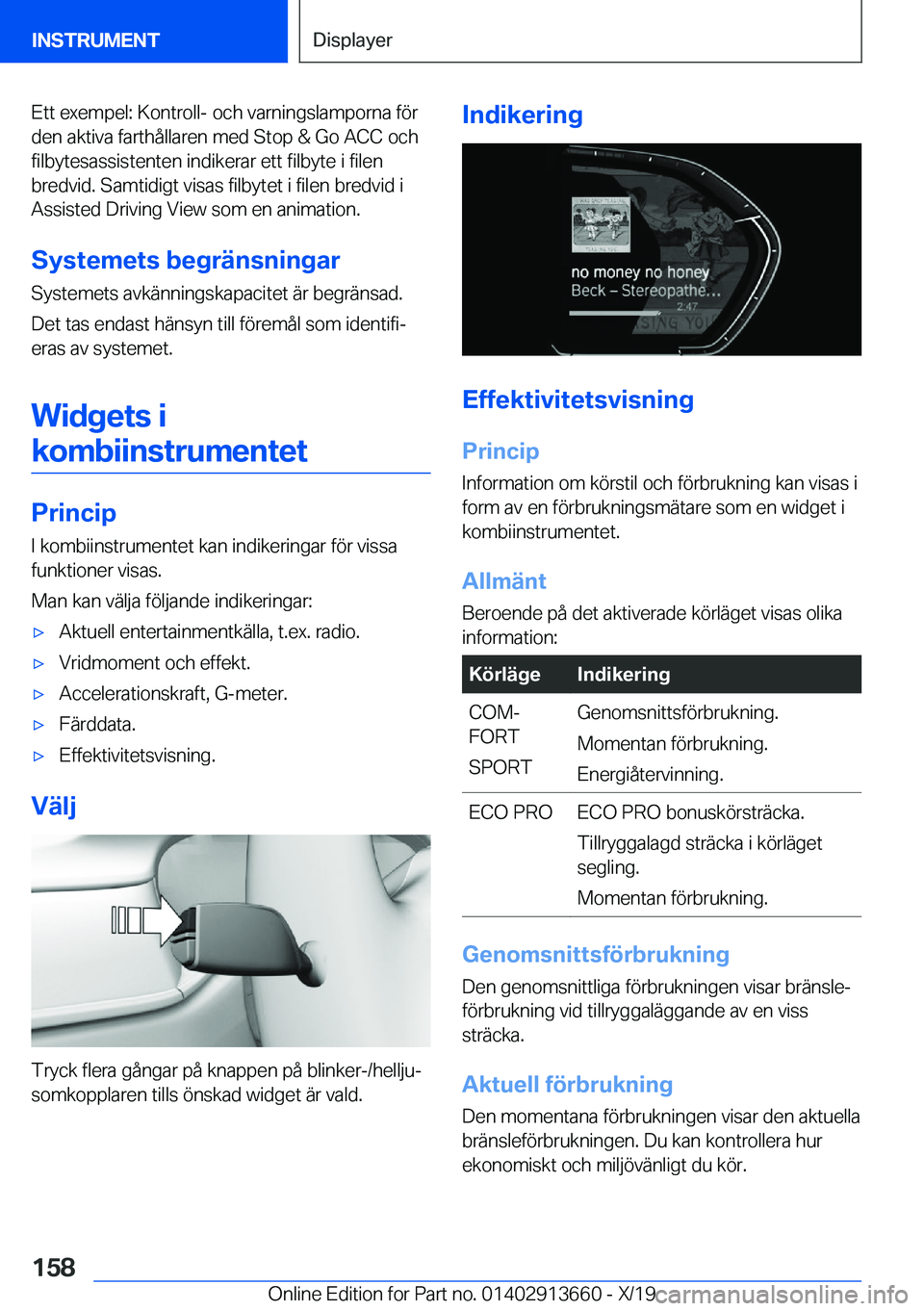 BMW X5 2020  InstruktionsbÖcker (in Swedish) �E�t�t��e�x�e�m�p�e�l�:��K�o�n�t�r�o�l�l�-��o�c�h��v�a�r�n�i�n�g�s�l�a�m�p�o�r�n�a��f�