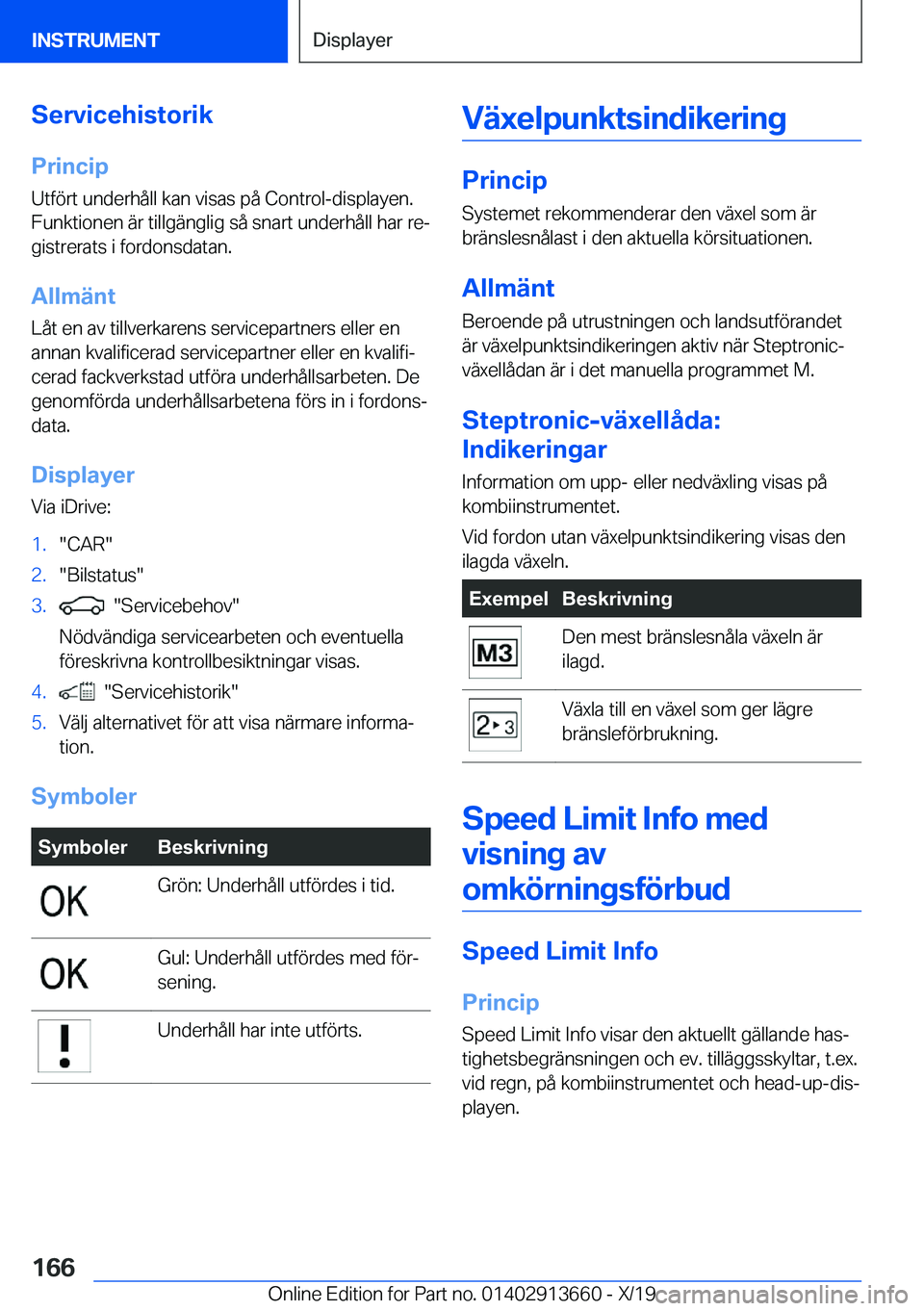 BMW X5 2020  InstruktionsbÖcker (in Swedish) �S�e�r�v�i�c�e�h�i�s�t�o�r�i�k�P�r�i�n�c�i�p
�U�t�f�