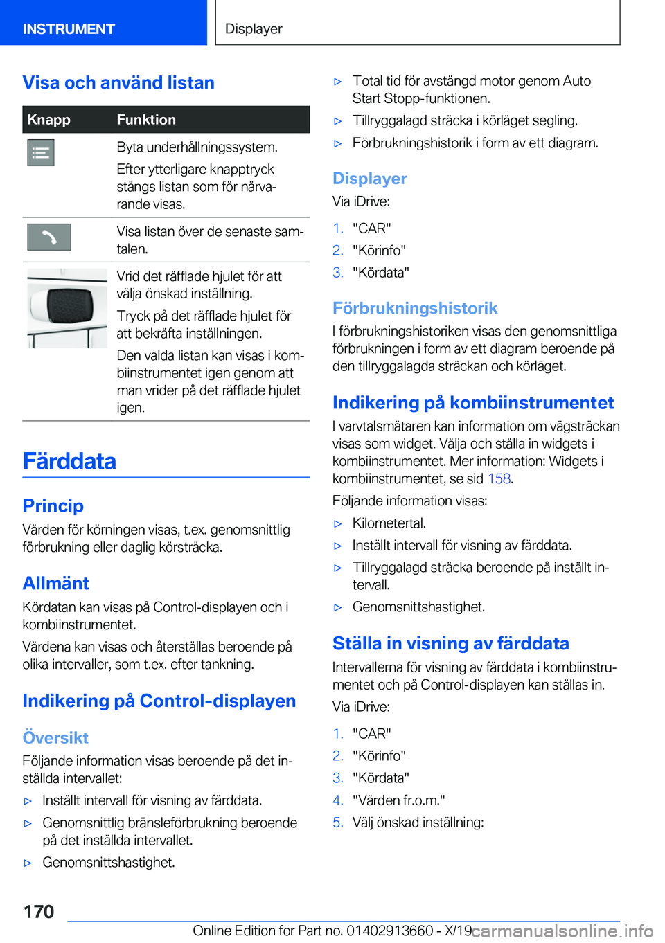 BMW X5 2020  InstruktionsbÖcker (in Swedish) �V�i�s�a��o�c�h��a�n�v�ä�n�d��l�i�s�t�a�n�K�n�a�p�p�F�u�n�k�t�i�o�n�B�y�t�a��u�n�d�e�r�h�å�l�l�n�i�n�g�s�s�y�s�t�e�m�.
�E�f�t�e�r��y�t�t�e�r�l�i�g�a�r�e��k�n�a�p�p�t�r�y�c�k
�s�t�ä�n�g�s��l�