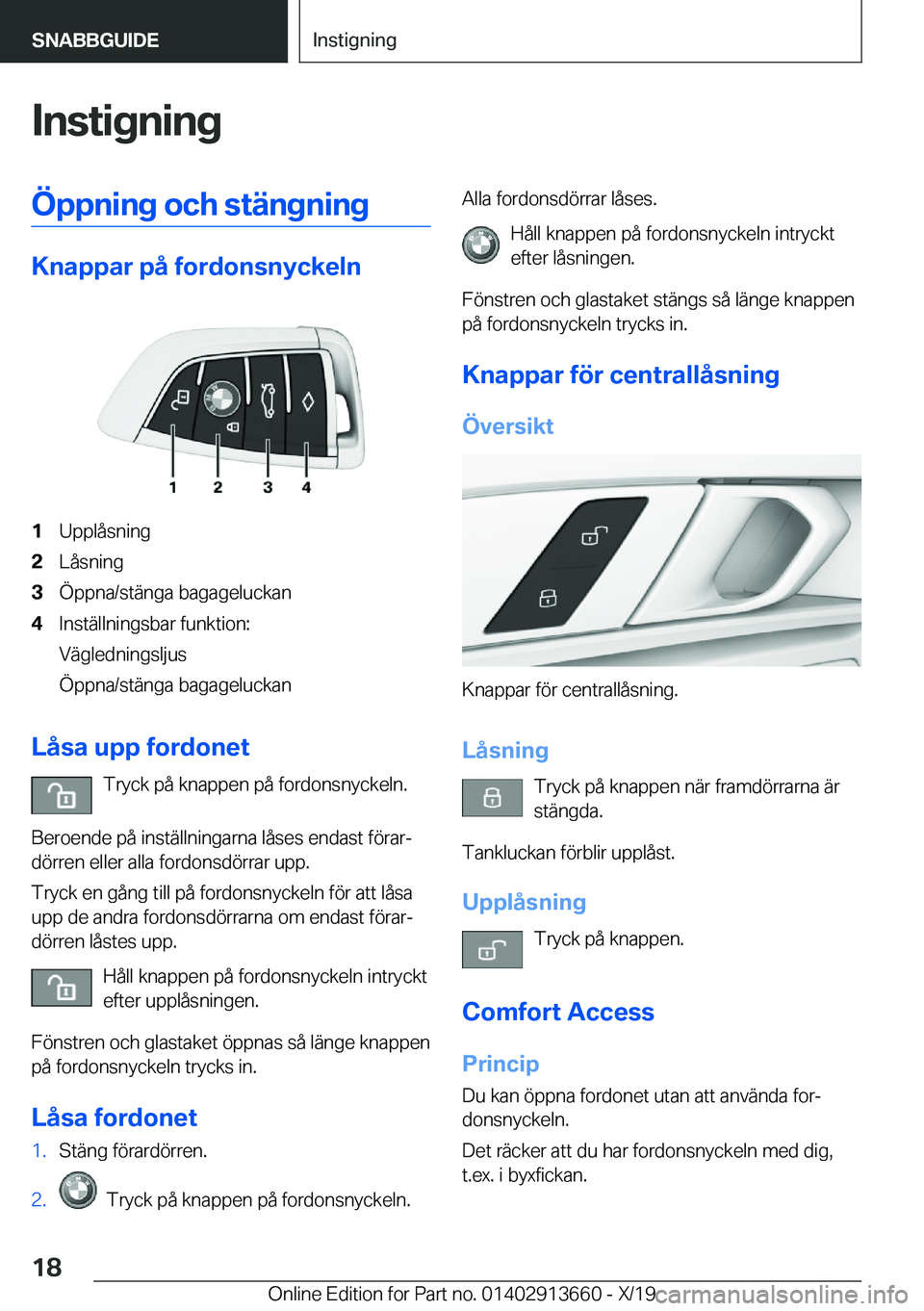 BMW X5 2020  InstruktionsbÖcker (in Swedish) �I�n�s�t�i�g�n�i�n�g�