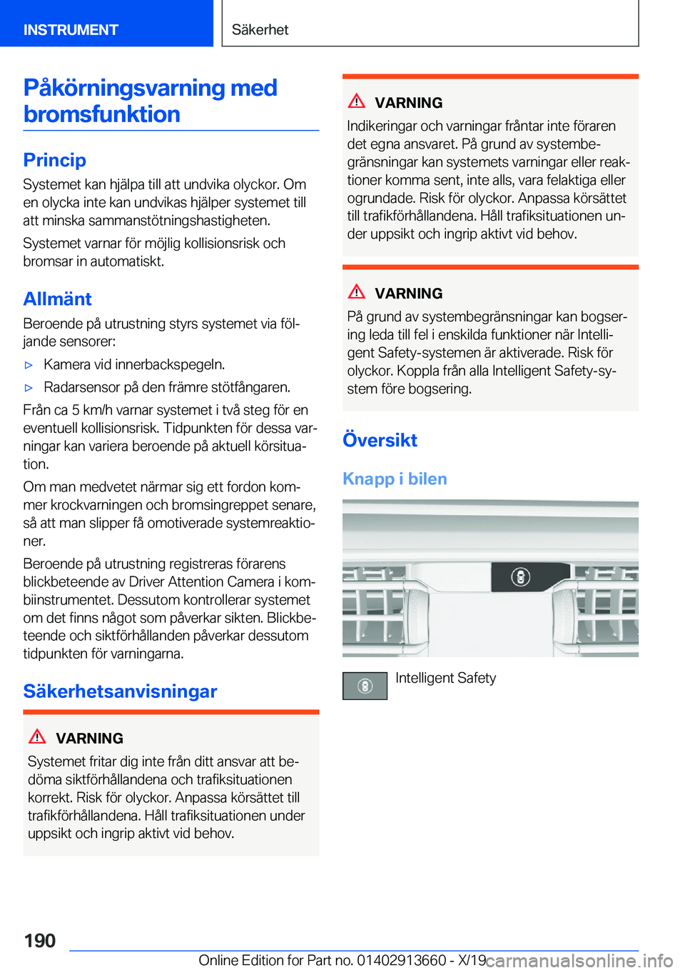 BMW X5 2020  InstruktionsbÖcker (in Swedish) �P�å�k�
