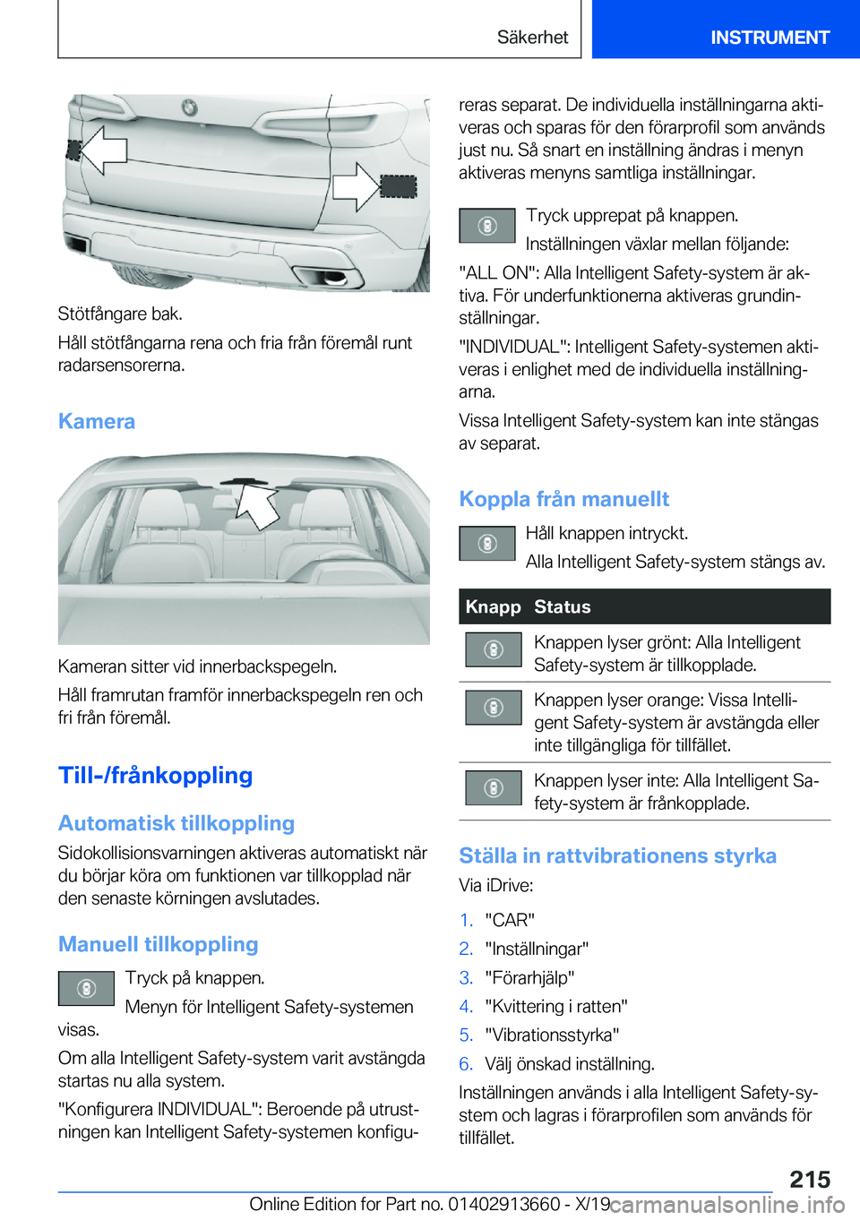 BMW X5 2020  InstruktionsbÖcker (in Swedish) �S�t�