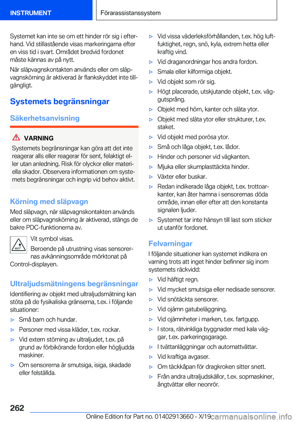 BMW X5 2020  InstruktionsbÖcker (in Swedish) �S�y�s�t�e�m�e�t��k�a�n��i�n�t�e��s�e��o�m��e�t�t��h�i�n�d�e�r��r�