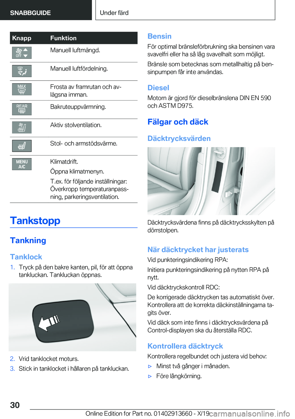 BMW X5 2020  InstruktionsbÖcker (in Swedish) �K�n�a�p�p�F�u�n�k�t�i�o�n�M�a�n�u�e�l�l��l�u�f�t�m�ä�n�g�d�.�M�a�n�u�e�l�l��l�u�f�t�f�