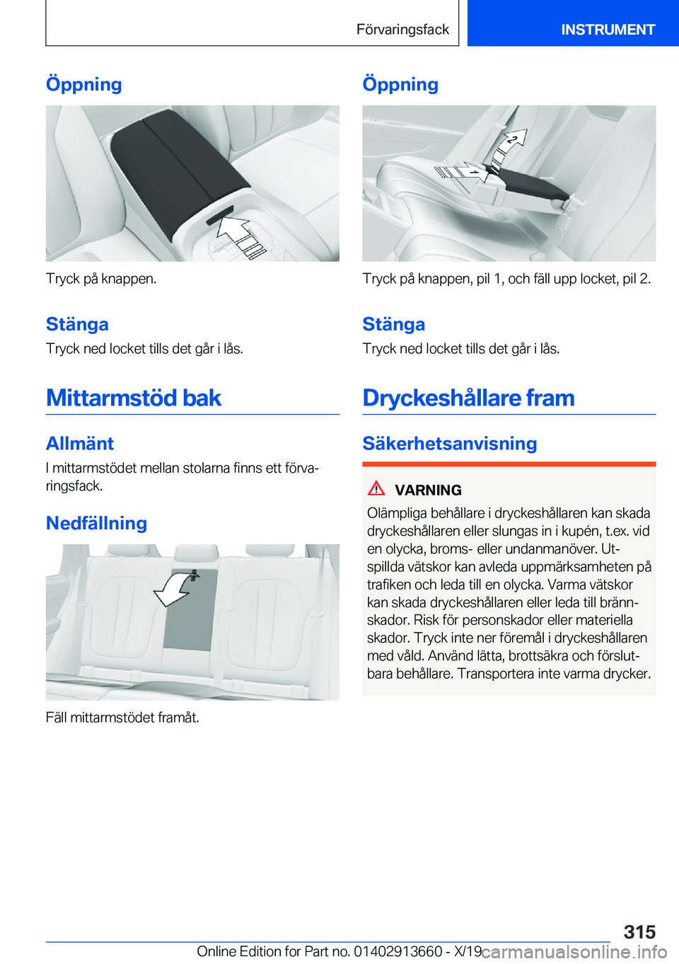 BMW X5 2020  InstruktionsbÖcker (in Swedish) �