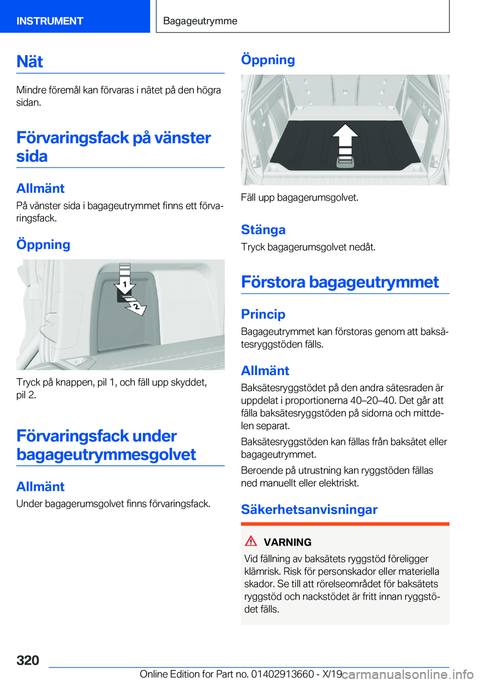 BMW X5 2020  InstruktionsbÖcker (in Swedish) �N�ä�t
�M�i�n�d�r�e��f�