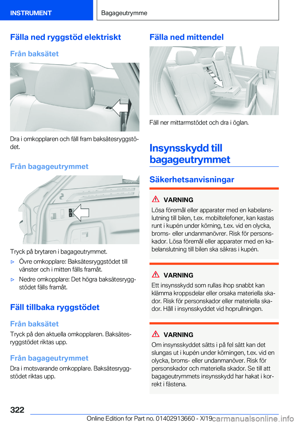 BMW X5 2020  InstruktionsbÖcker (in Swedish) �F�ä�l�l�a��n�e�d��r�y�g�g�s�t�