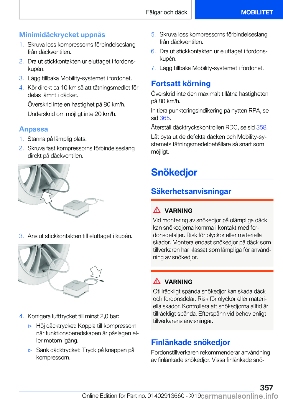BMW X5 2020  InstruktionsbÖcker (in Swedish) �M�i�n�i�m�i�d�ä�c�k�r�y�c�k�e�t��u�p�p�n�å�s�1�.�S�k�r�u�v�a��l�o�s�s��k�o�m�p�r�e�s�s�o�r�n�s��f�