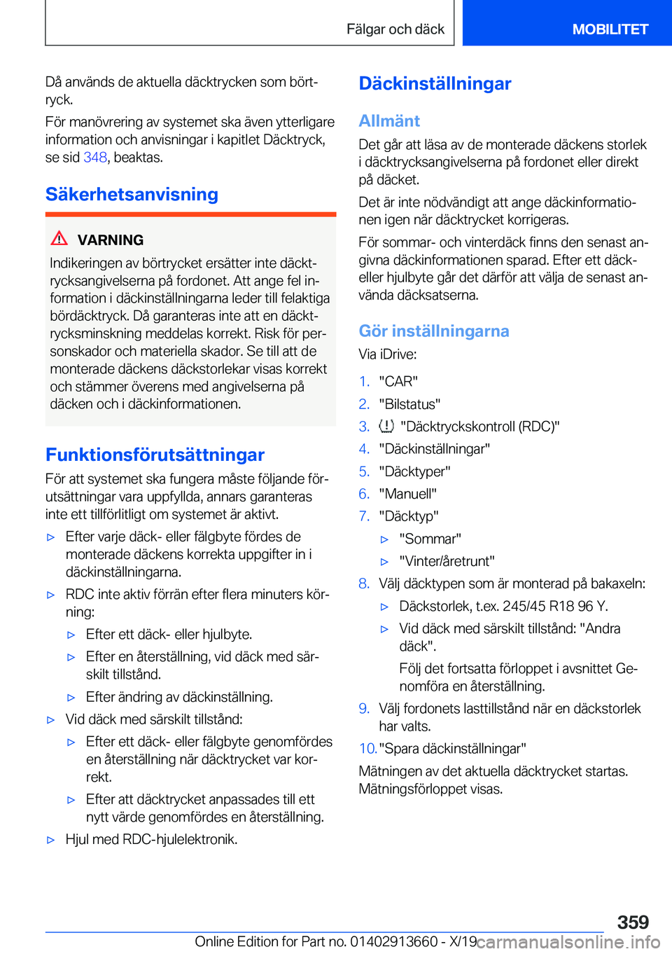 BMW X5 2020  InstruktionsbÖcker (in Swedish) �D�å��a�n�v�ä�n�d�s��d�e��a�k�t�u�e�l�l�a��d�ä�c�k�t�r�y�c�k�e�n��s�o�m��b�