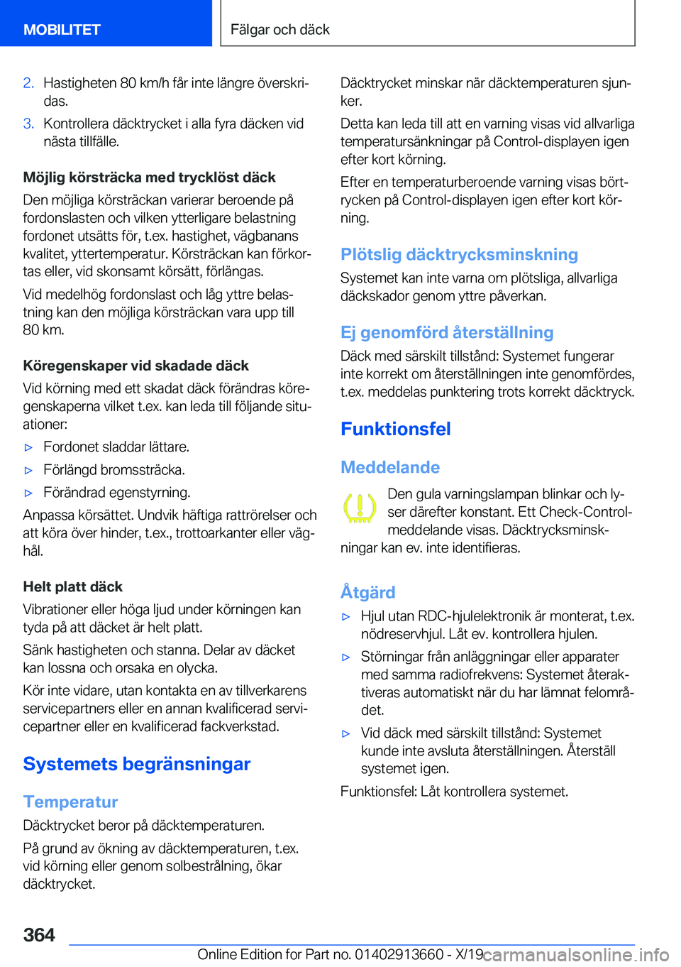BMW X5 2020  InstruktionsbÖcker (in Swedish) �2�.�H�a�s�t�i�g�h�e�t�e�n��8�0��k�m�/�h��f�å�r��i�n�t�e��l�ä�n�g�r�e��