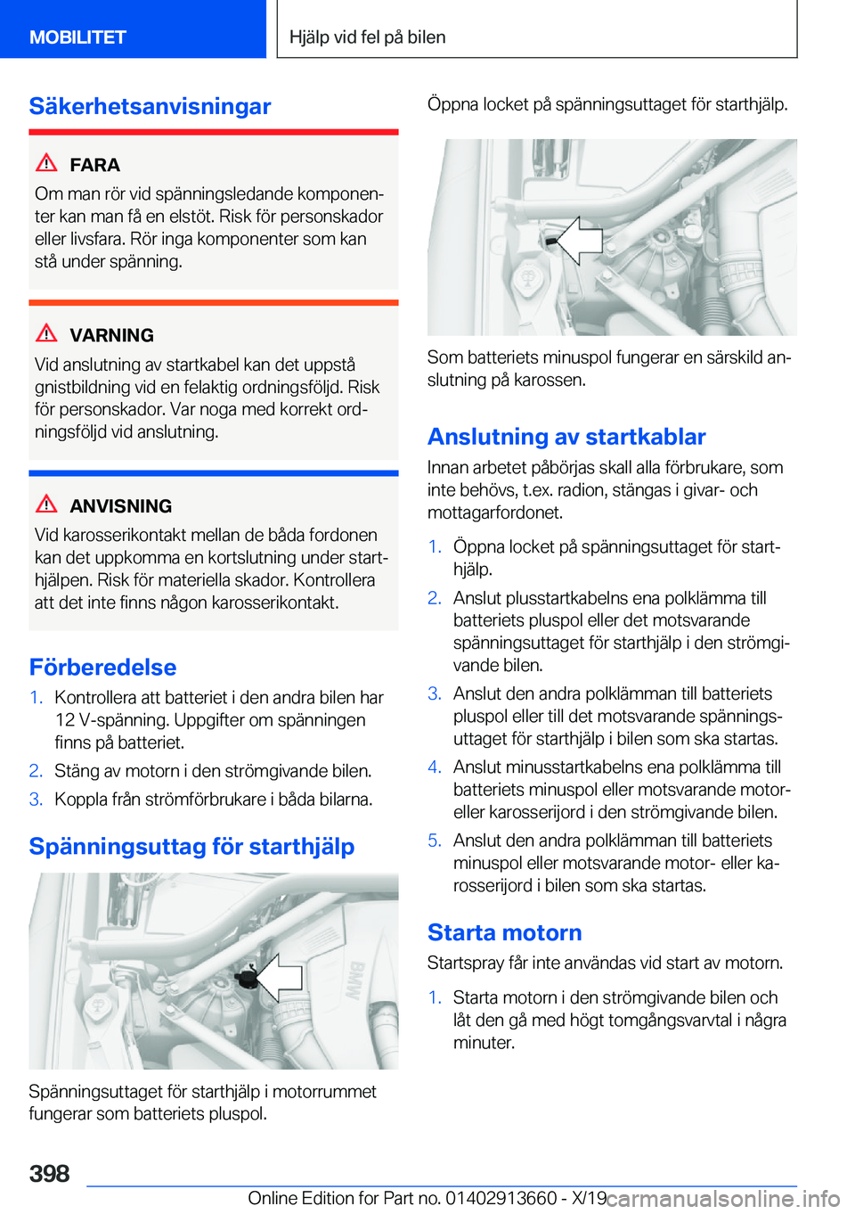 BMW X5 2020  InstruktionsbÖcker (in Swedish) �S�ä�k�e�r�h�e�t�s�a�n�v�i�s�n�i�n�g�a�r
�F�A�R�A
�O�m��m�a�n��r�