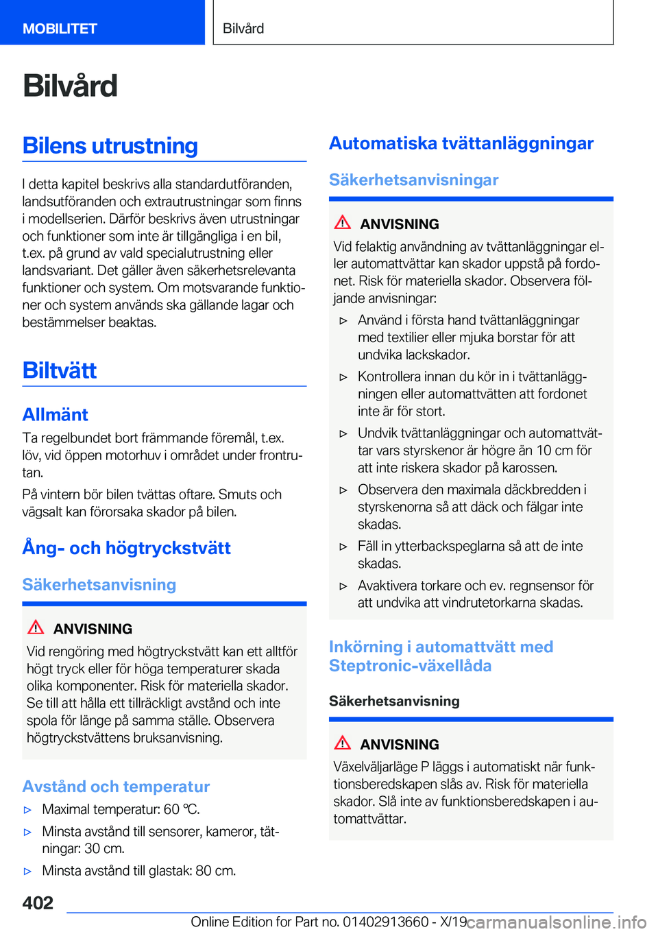 BMW X5 2020  InstruktionsbÖcker (in Swedish) �B�i�l�v�å�r�d�B�i�l�e�n�s��u�t�r�u�s�t�n�i�n�g
�I��d�e�t�t�a��k�a�p�i�t�e�l��b�e�s�k�r�i�v�s��a�l�l�a��s�t�a�n�d�a�r�d�u�t�f�
