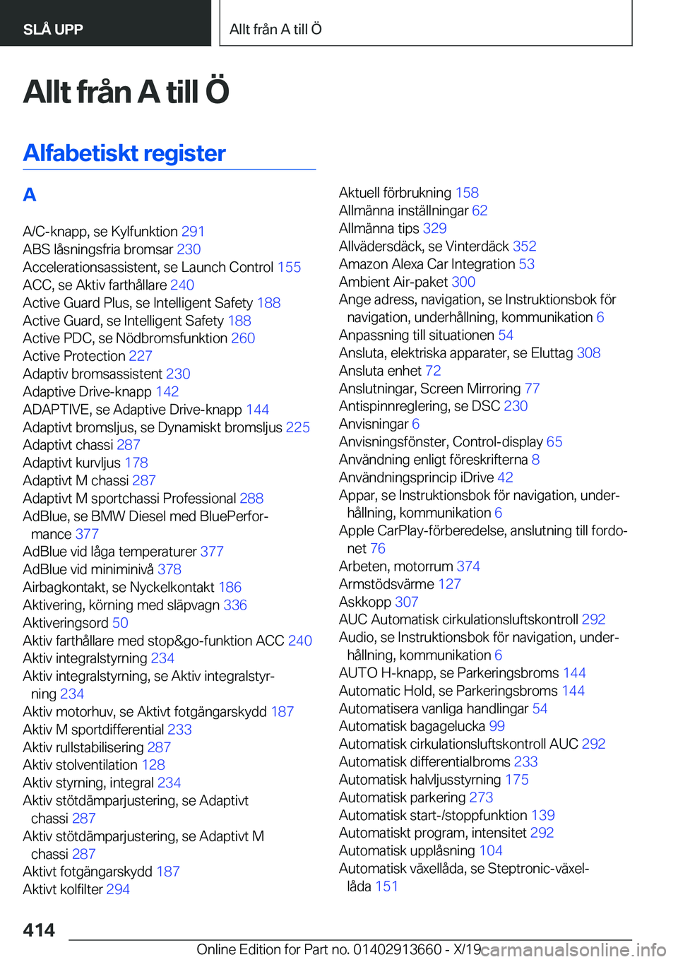 BMW X5 2020  InstruktionsbÖcker (in Swedish) �A�l�l�t��f�r�å�n��A��t�i�l�l��
