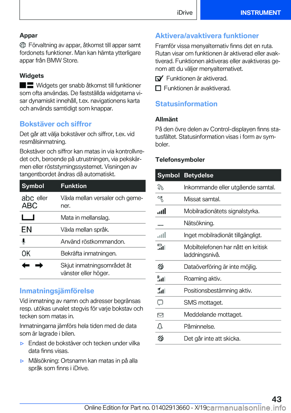 BMW X5 2020  InstruktionsbÖcker (in Swedish) �A�p�p�a�r
���F�