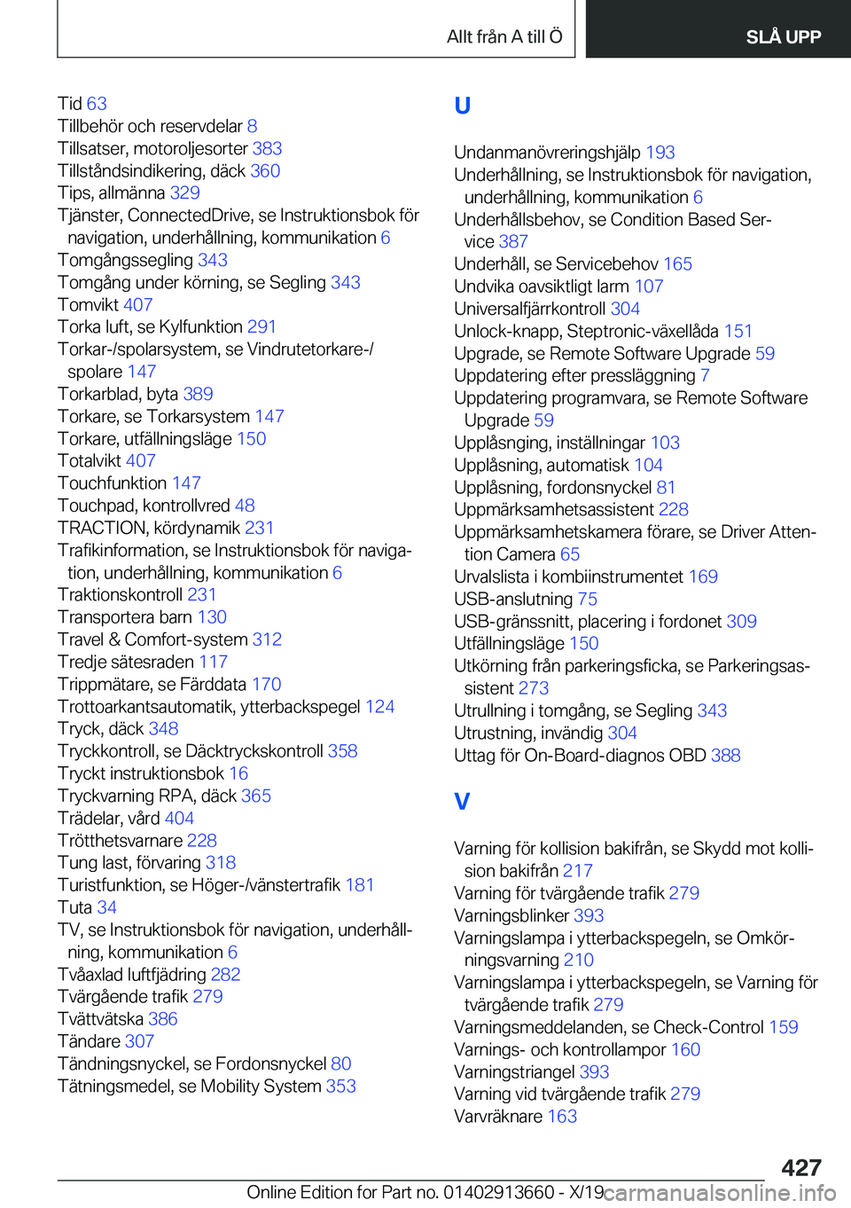 BMW X5 2020  InstruktionsbÖcker (in Swedish) �T�i�d��6�3�
�T�i�l�l�b�e�h�