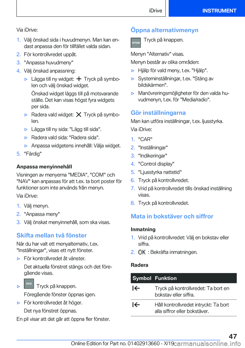 BMW X5 2020  InstruktionsbÖcker (in Swedish) �V�i�a��i�D�r�i�v�e�:�1�.�V�ä�l�j��