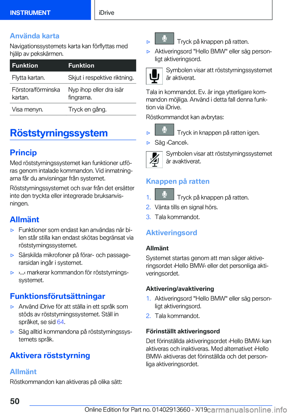 BMW X5 2020  InstruktionsbÖcker (in Swedish) �A�n�v�ä�n�d�a��k�a�r�t�a�N�a�v�i�g�a�t�i�o�n�s�s�y�s�t�e�m�e�t�s��k�a�r�t�a��k�a�n��f�
