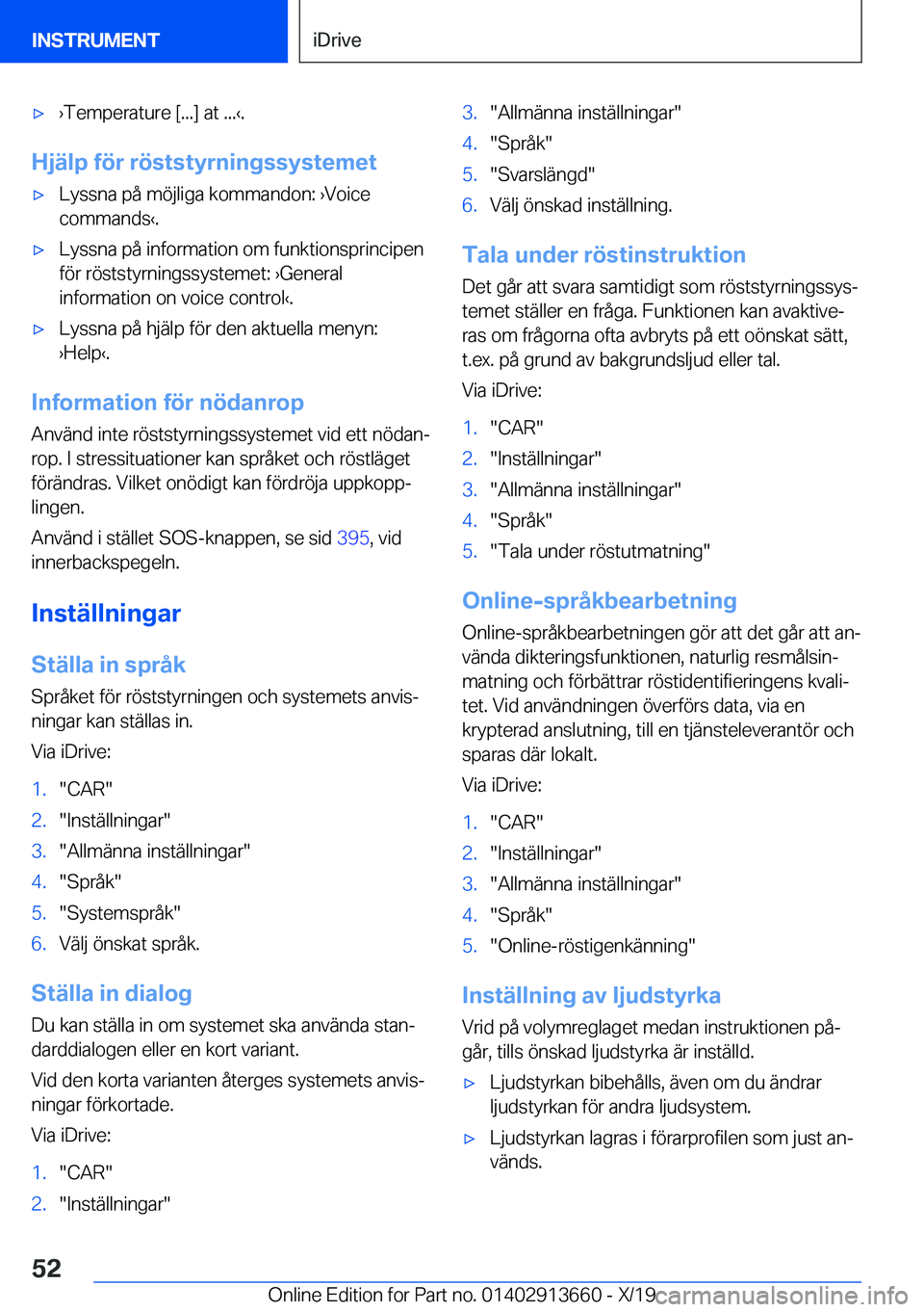BMW X5 2020  InstruktionsbÖcker (in Swedish) 'x