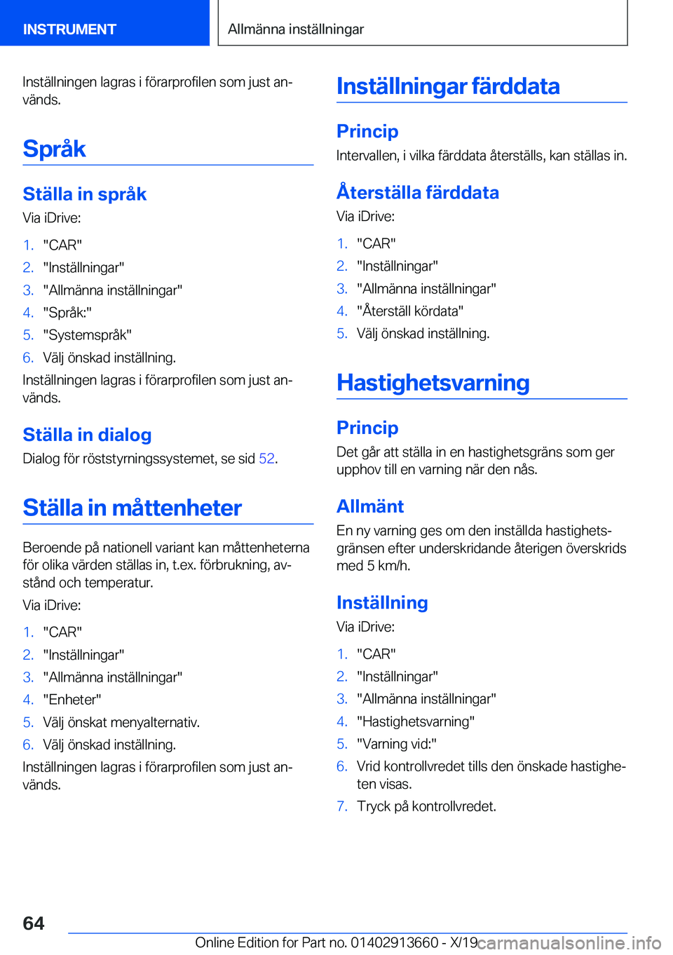 BMW X5 2020  InstruktionsbÖcker (in Swedish) �I�n�s�t�ä�l�l�n�i�n�g�e�n��l�a�g�r�a�s��i��f�