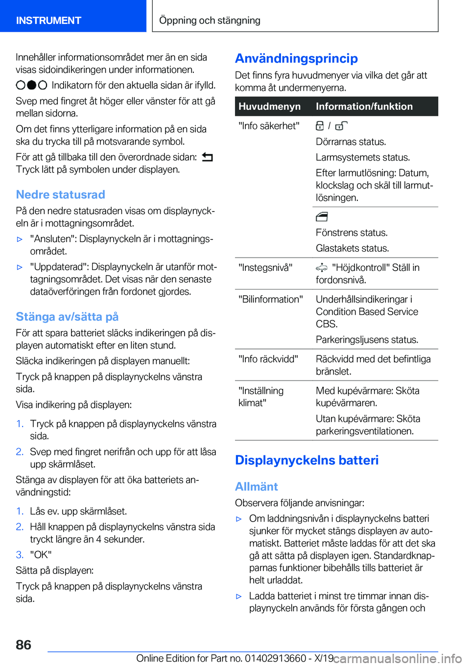 BMW X5 2020  InstruktionsbÖcker (in Swedish) �I�n�n�e�h�å�l�l�e�r��i�n�f�o�r�m�a�t�i�o�n�s�o�m�r�å�d�e�t��m�e�r��ä�n��e�n��s�i�d�a�v�i�s�a�s��s�i�d�o�i�n�d�i�k�e�r�i�n�g�e�n��u�n�d�e�r��i�n�f�o�r�m�a�t�i�o�n�e�n�.
���I�n�d�i�k�a�t�o