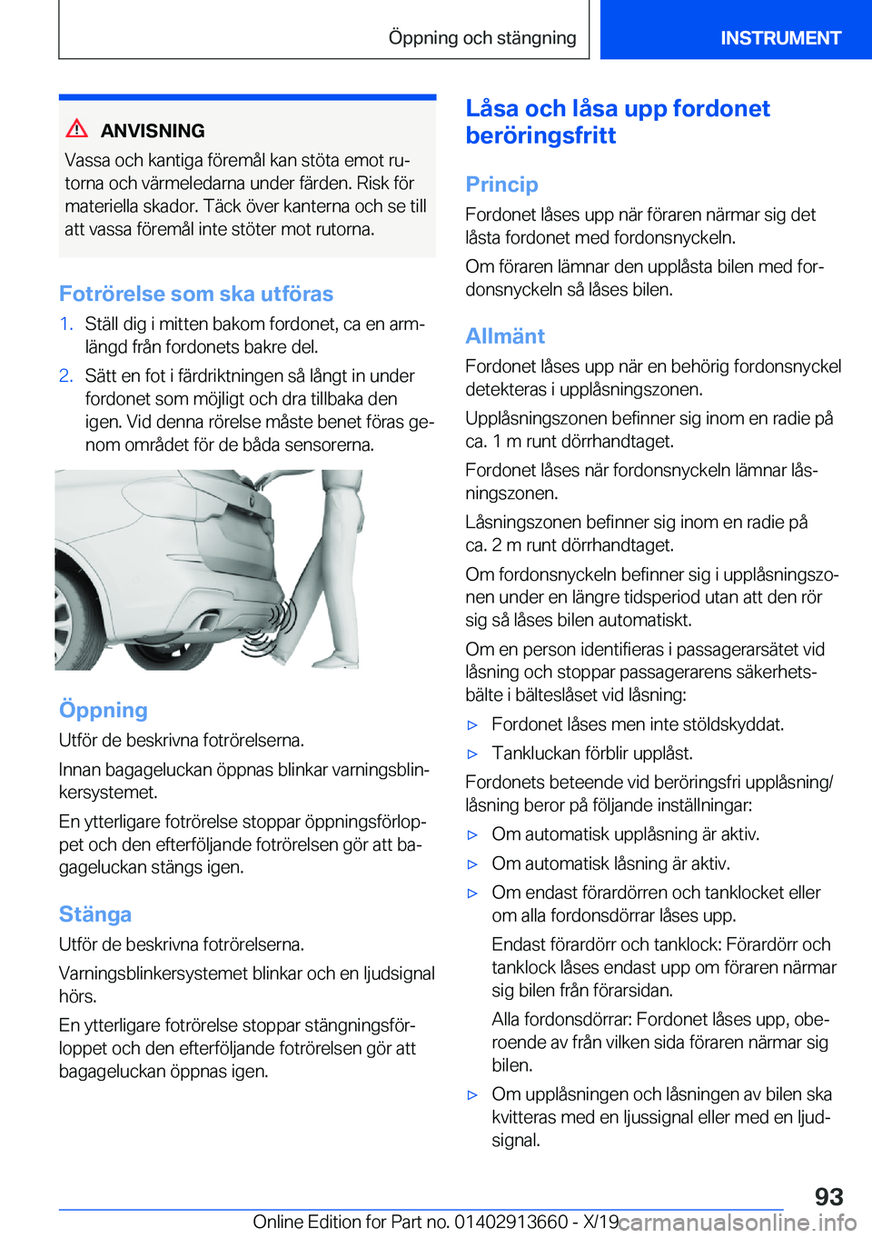 BMW X5 2020  InstruktionsbÖcker (in Swedish) �A�N�V�I�S�N�I�N�G
�V�a�s�s�a��o�c�h��k�a�n�t�i�g�a��f�