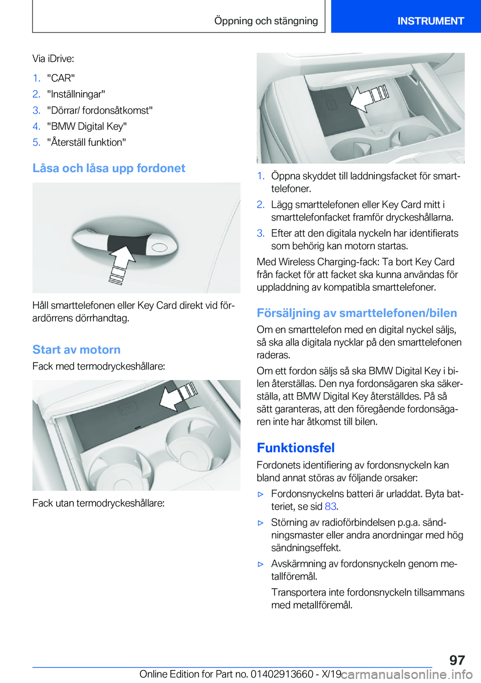 BMW X5 2020  InstruktionsbÖcker (in Swedish) �V�i�a��i�D�r�i�v�e�:�1�.��C�A�R��2�.��I�n�s�t�ä�l�l�n�i�n�g�a�r��3�.��D�
