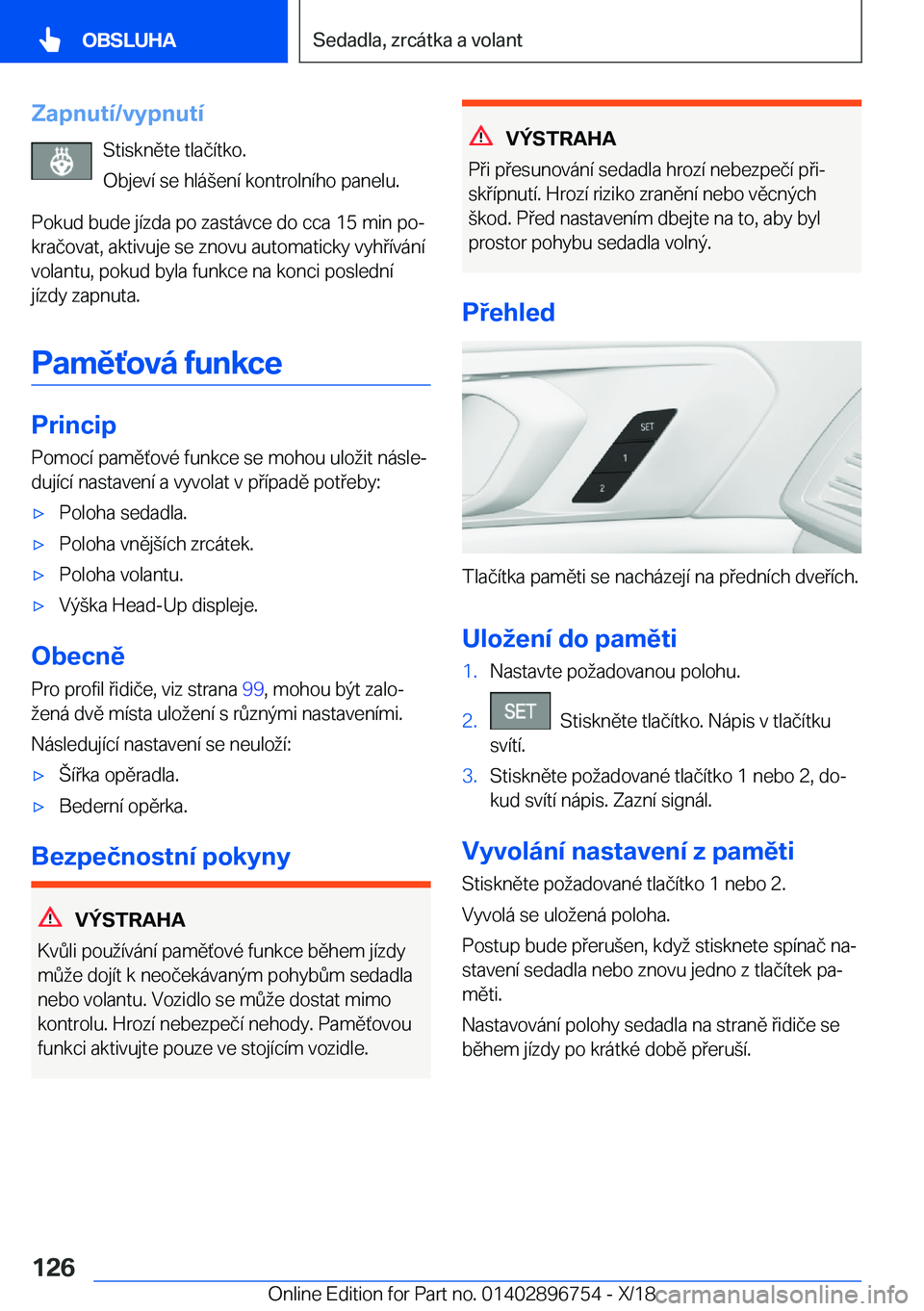 BMW X5 2019  Návod na použití (in Czech) �Z�a�p�n�u�t�
