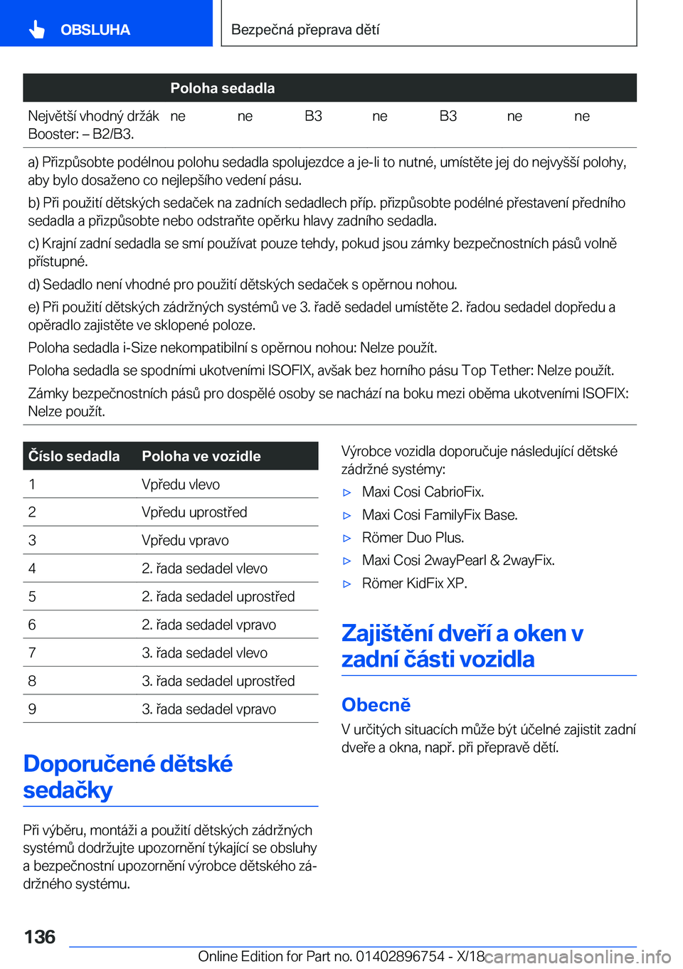 BMW X5 2019  Návod na použití (in Czech) �P�o�l�o�h�a��s�e�d�a�d�l�a�N�e�j�v�