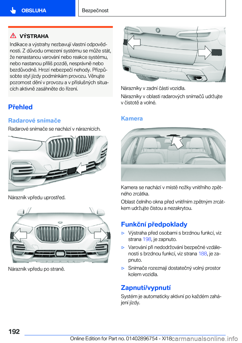 BMW X5 2019  Návod na použití (in Czech) �V�